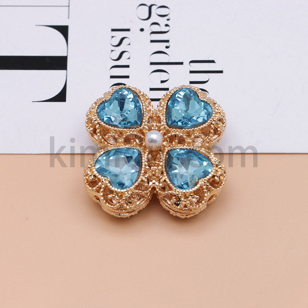 FS0953- Mixed Color Silver Clover Crystal Alloy Diamond Ball Beads Fit For Beadable Pens