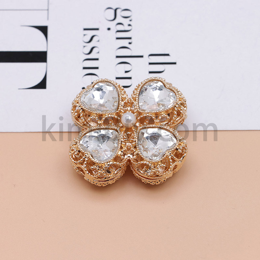 FS0953- Mixed Color Silver Clover Crystal Alloy Diamond Ball Beads Fit For Beadable Pens
