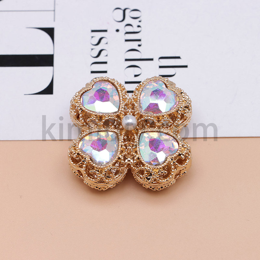 FS0953- Mixed Color Silver Clover Crystal Alloy Diamond Ball Beads Fit For Beadable Pens