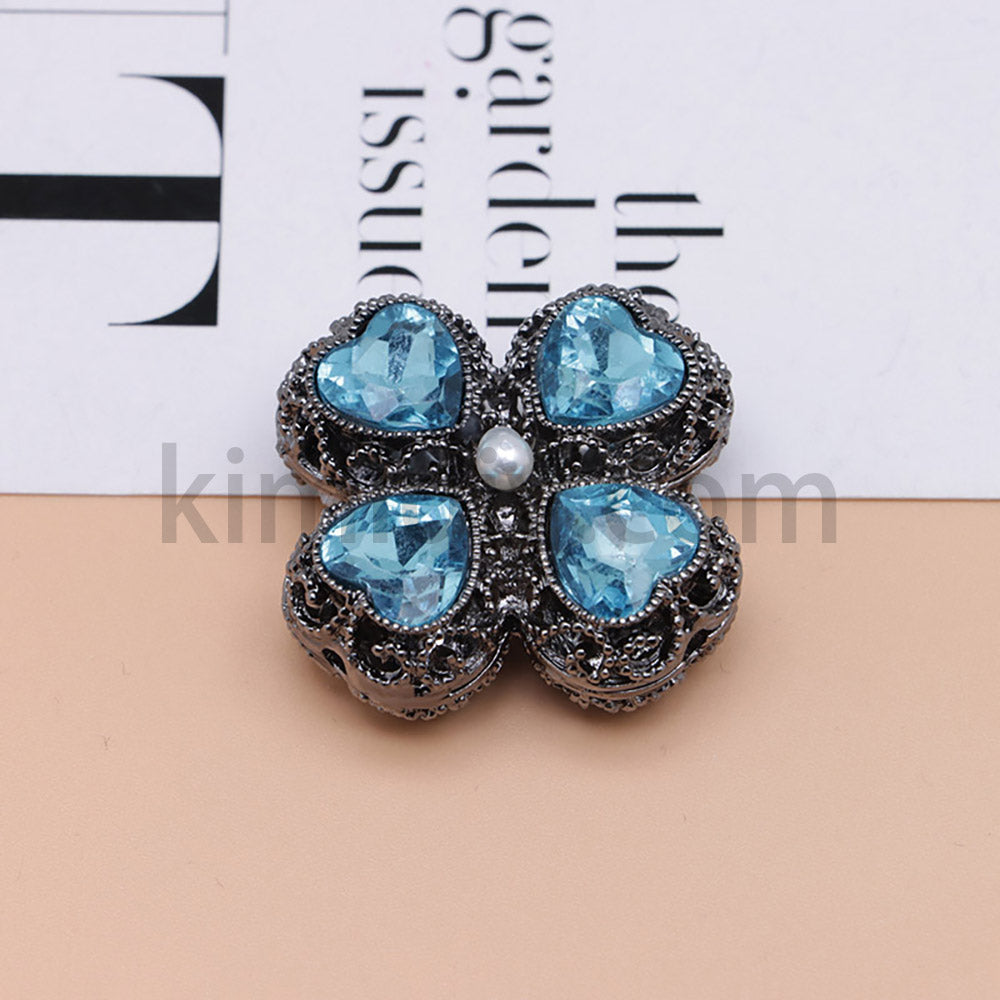 FS0953- Mixed Color Silver Clover Crystal Alloy Diamond Ball Beads Fit For Beadable Pens