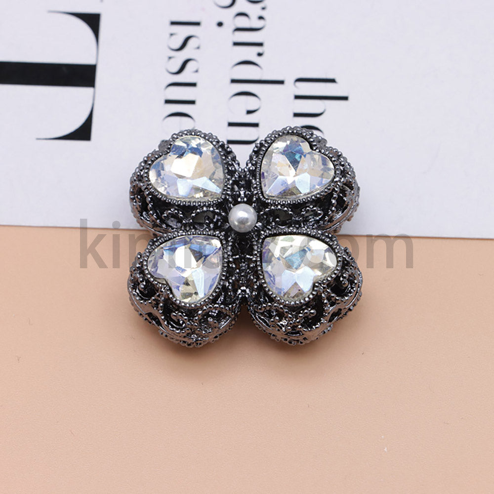 FS0953- Mixed Color Silver Clover Crystal Alloy Diamond Ball Beads Fit For Beadable Pens