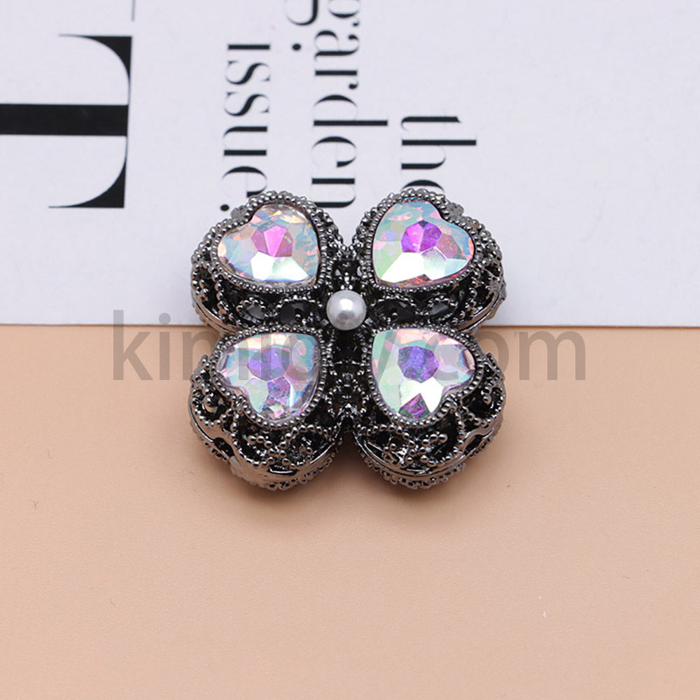 FS0953- Mixed Color Silver Clover Crystal Alloy Diamond Ball Beads Fit For Beadable Pens