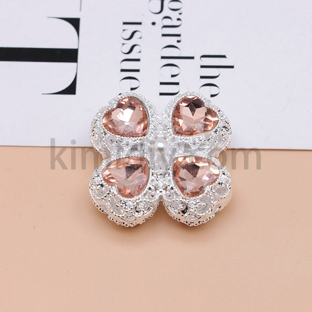 FS0953- Mixed Color Silver Clover Crystal Alloy Diamond Ball Beads Fit For Beadable Pens