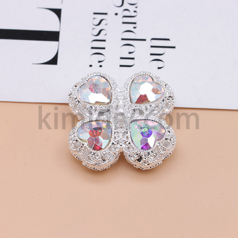 FS0953- Mixed Color Silver Clover Crystal Alloy Diamond Ball Beads Fit For Beadable Pens