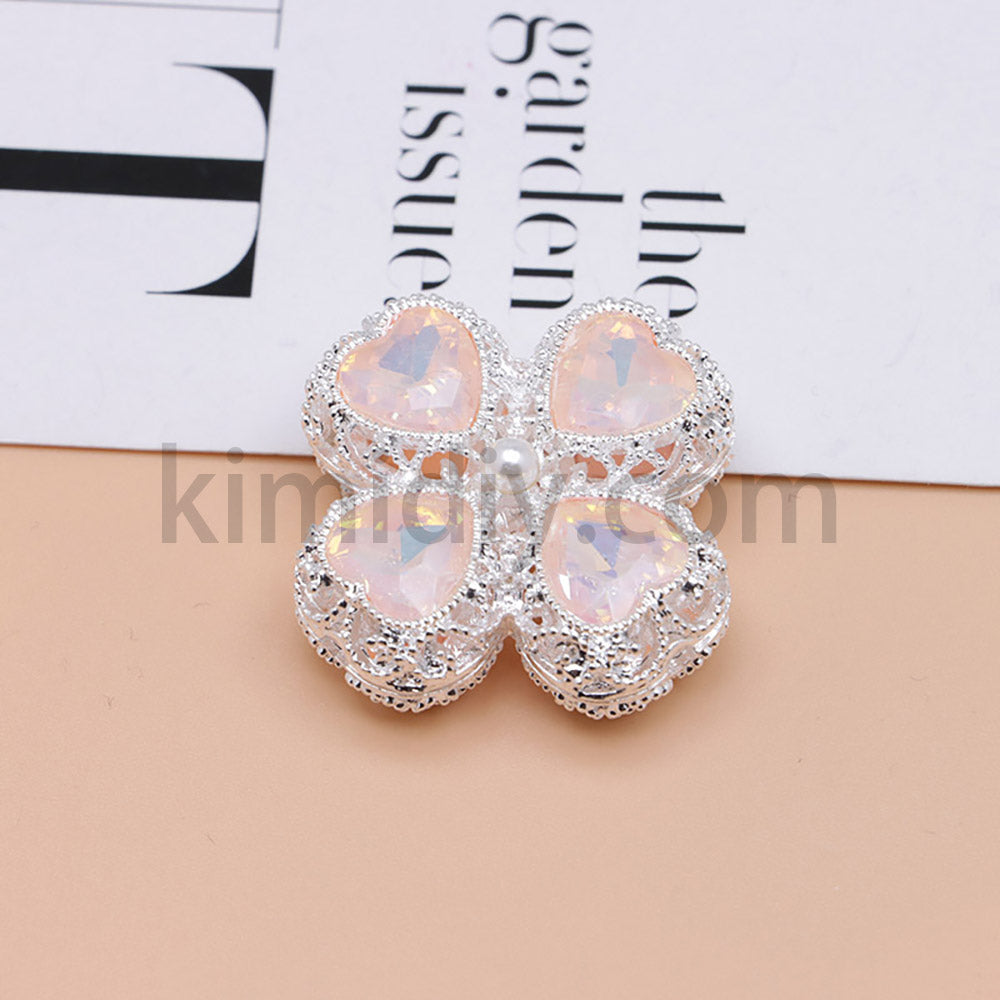 FS0953- Mixed Color Silver Clover Crystal Alloy Diamond Ball Beads Fit For Beadable Pens