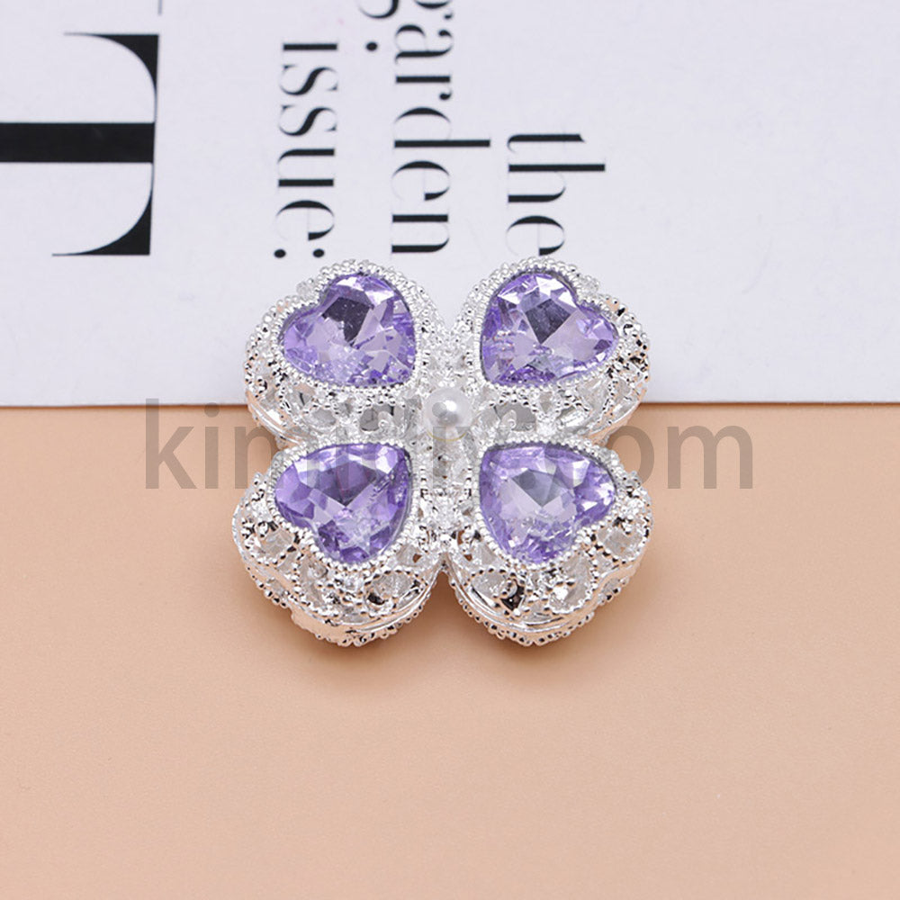 FS0953- Mixed Color Silver Clover Crystal Alloy Diamond Ball Beads Fit For Beadable Pens
