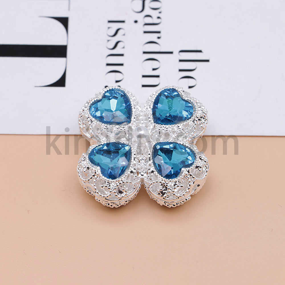 FS0953- Mixed Color Silver Clover Crystal Alloy Diamond Ball Beads Fit For Beadable Pens