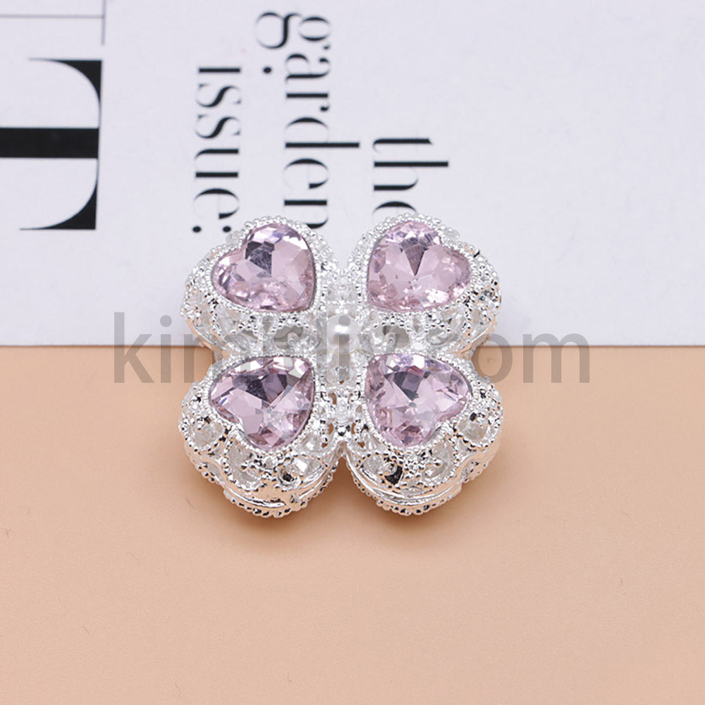 FS0953- Mixed Color Silver Clover Crystal Alloy Diamond Ball Beads Fit For Beadable Pens