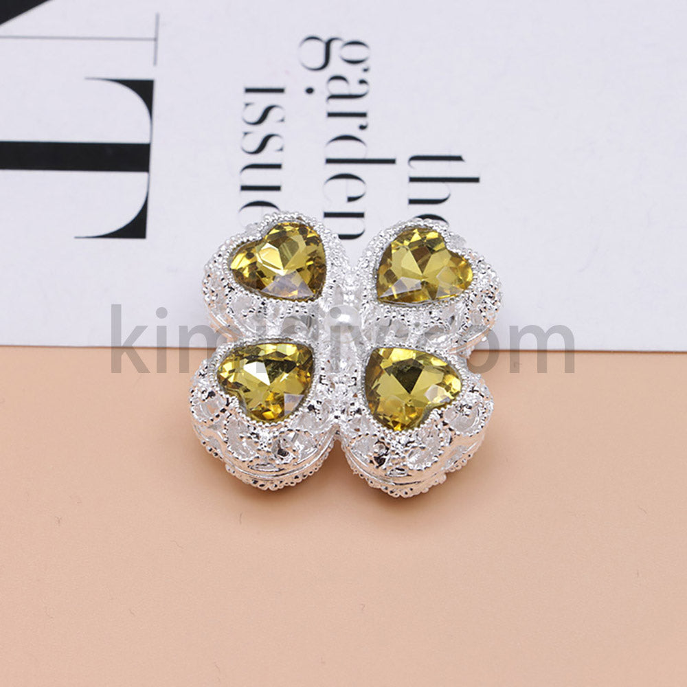FS0953- Mixed Color Silver Clover Crystal Alloy Diamond Ball Beads Fit For Beadable Pens