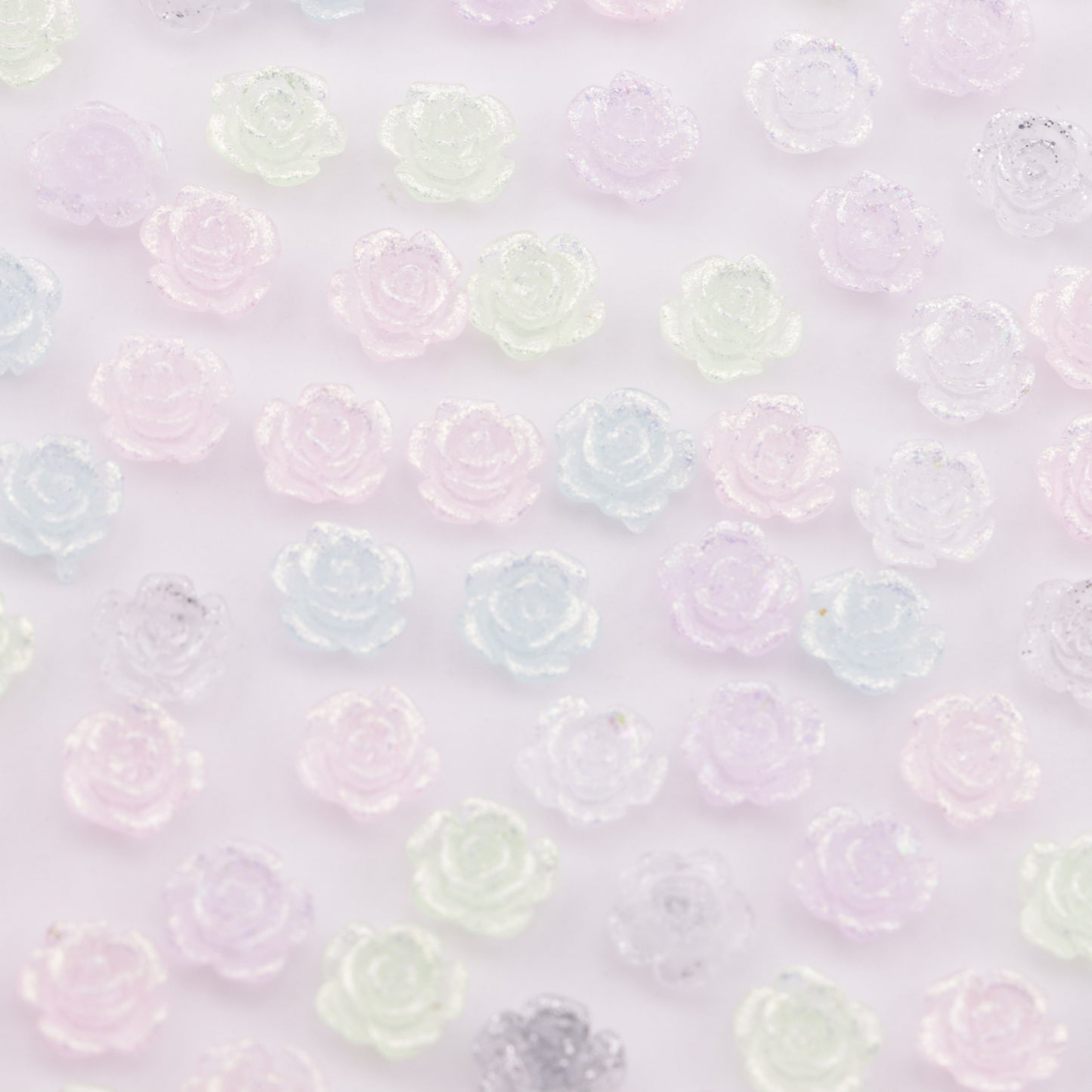 FS6173- 8mm Rose Charms Glitter Translucent Rose Patches