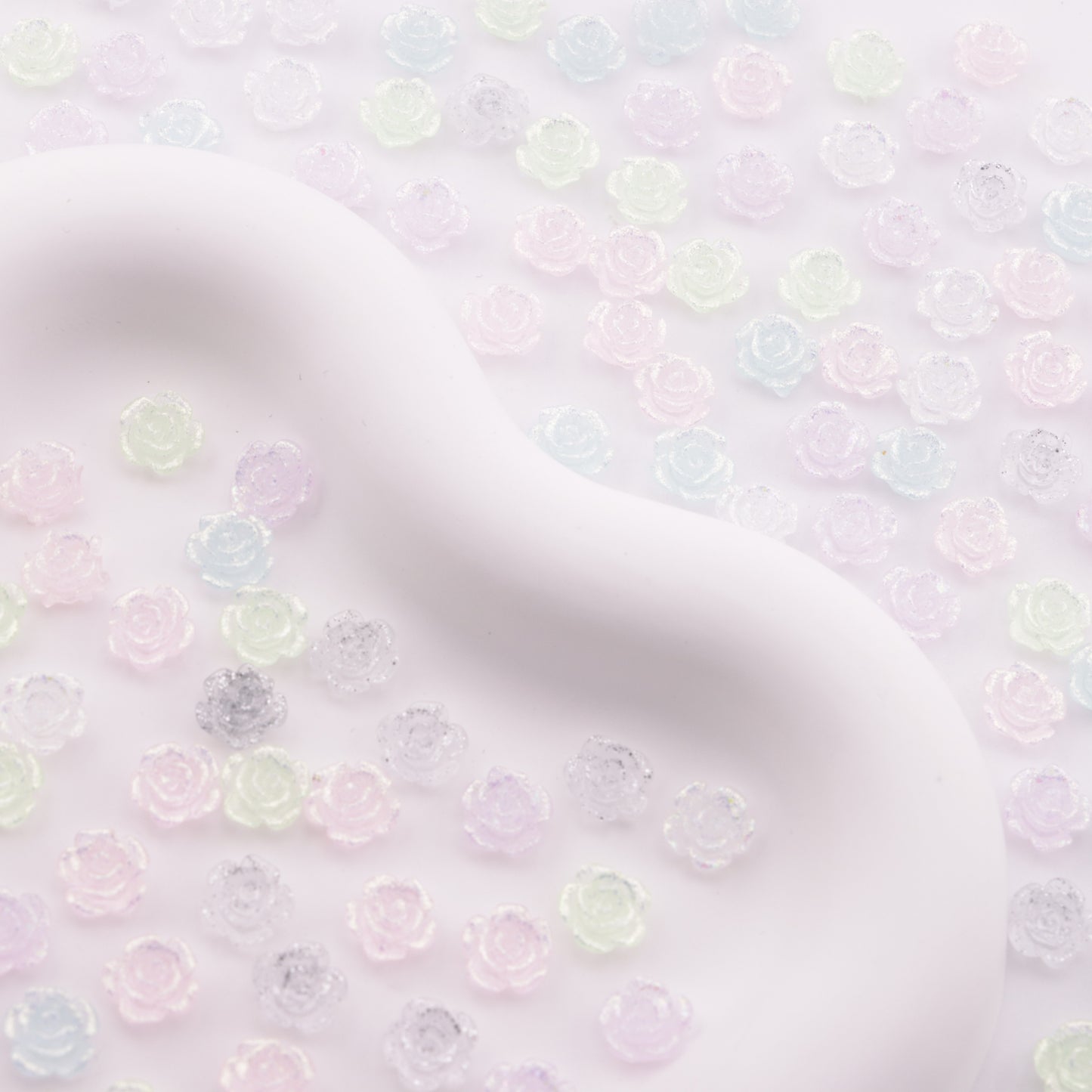 FS6173- 8mm Rose Charms Glitter Translucent Rose Patches