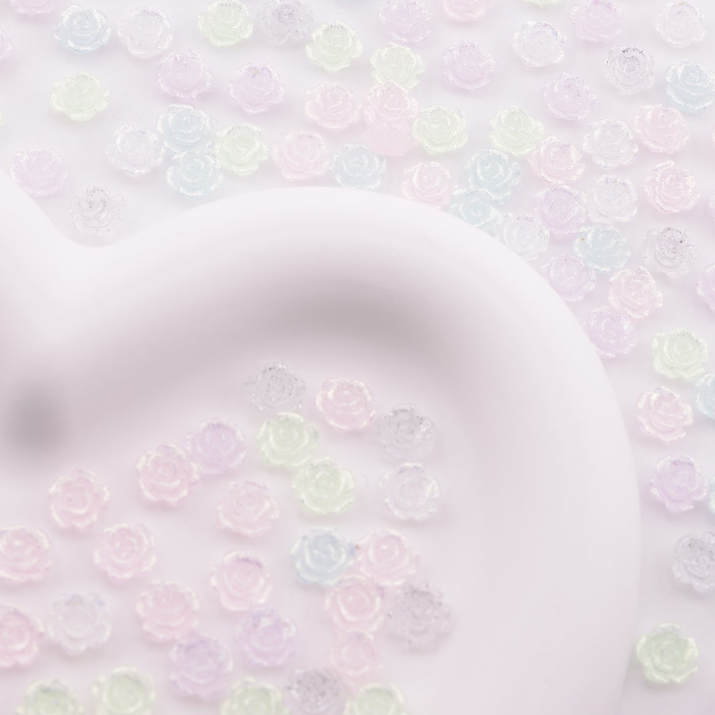 FS6173- 8mm Rose Charms Glitter Translucent Rose Patches