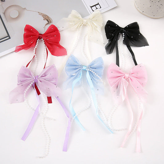 FS1362- Fabric Bow With Dangle For Making Fancy Bead or Hairpin
