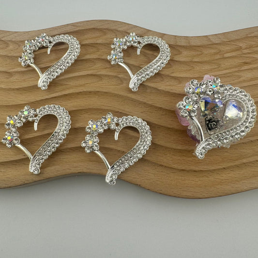 FS1363- Sparkling Plum Blossom Flower Heart Alloy Patch For Making Fancy Beads