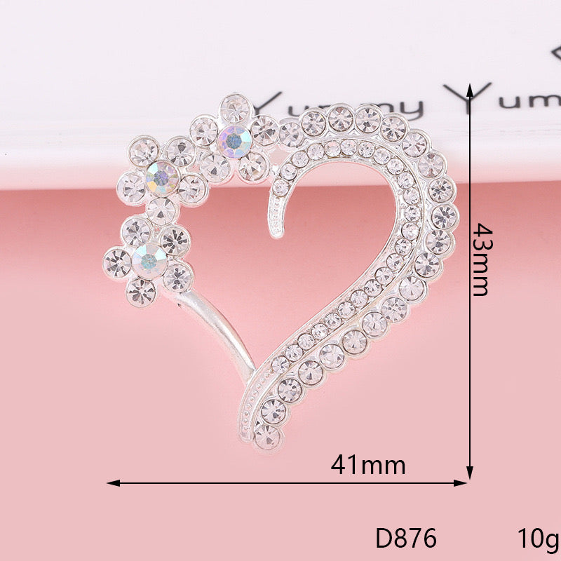 FS1363- Sparkling Plum Blossom Flower Heart Alloy Patch For Making Fancy Beads
