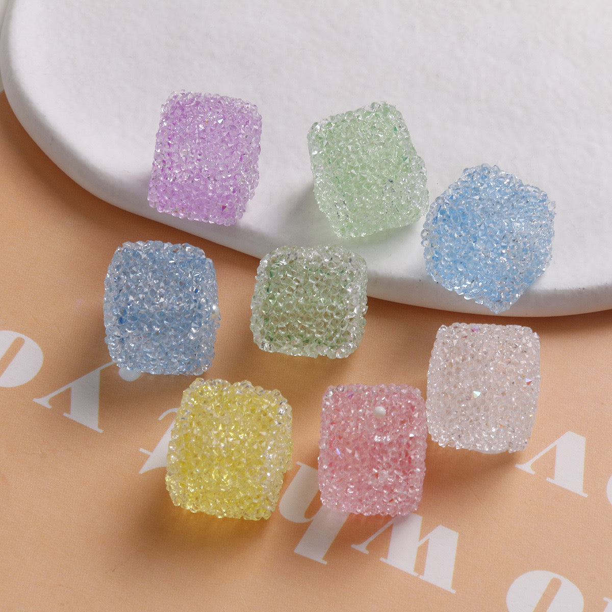FS1374- 16MM Clear Sugar Cube Beads Fit For Beadable Pens