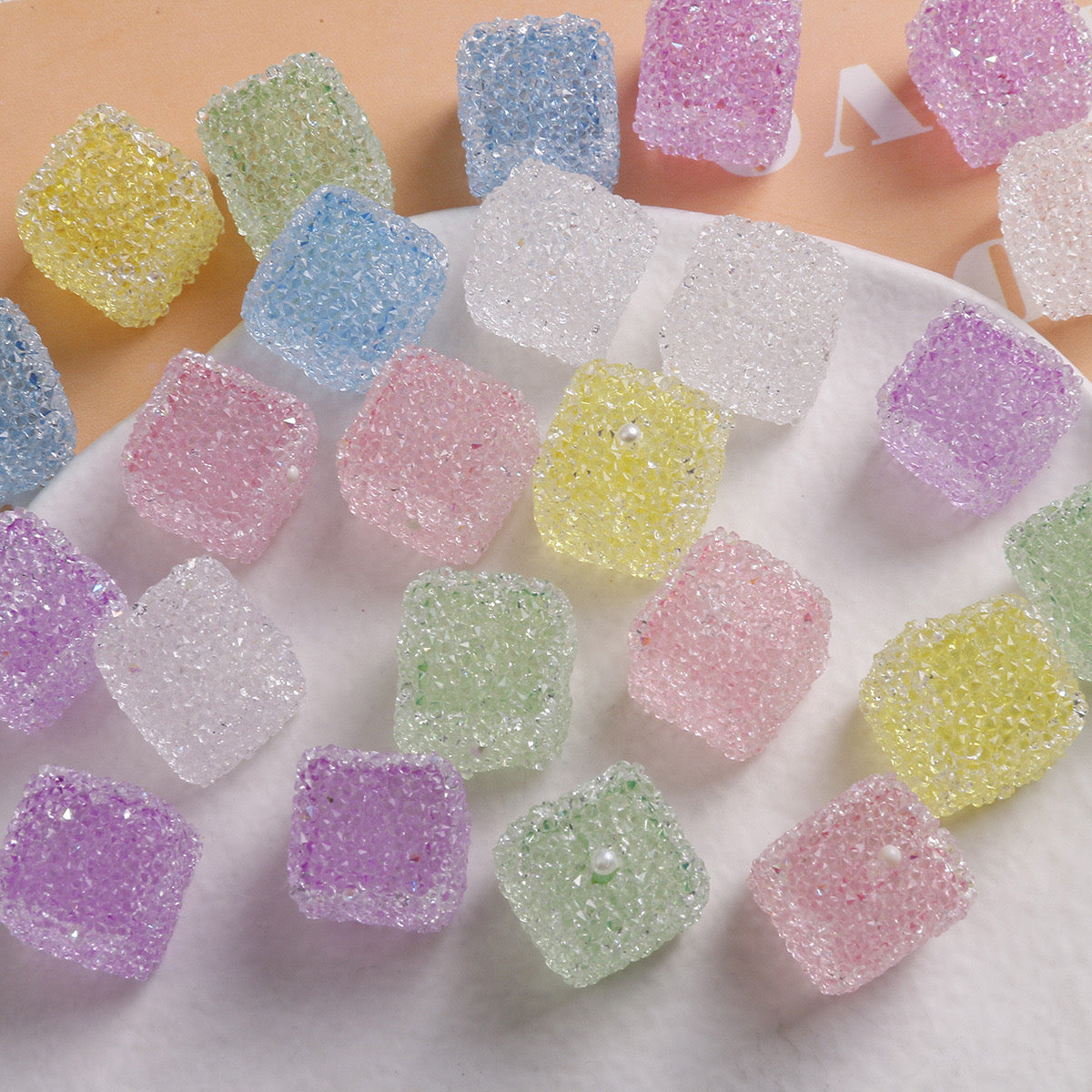 FS1374- 16MM Clear Sugar Cube Beads Fit For Beadable Pens