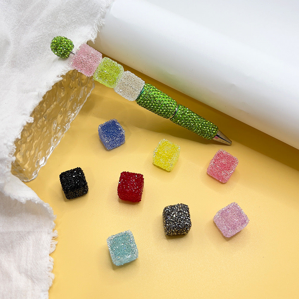 FS1374- 16MM Clear Sugar Cube Beads Fit For Beadable Pens