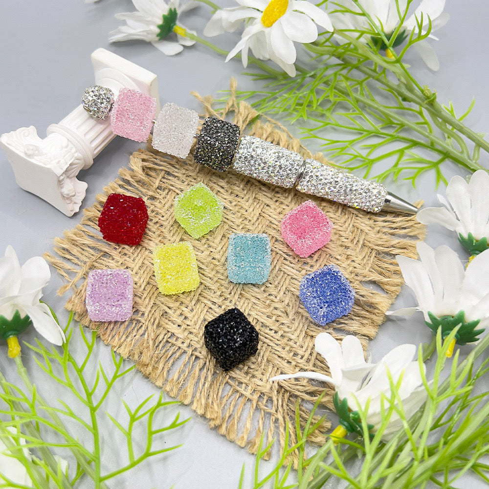 FS1374- 16MM Clear Sugar Cube Beads Fit For Beadable Pens