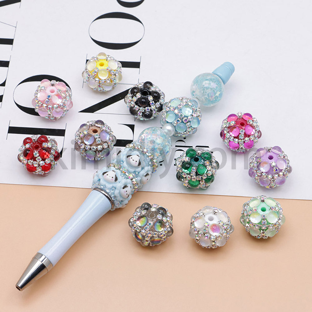 FS0366-16MM Mixed Color Pearl Full Diamond Mermaid Glass Beads Fit For Beadable Pens