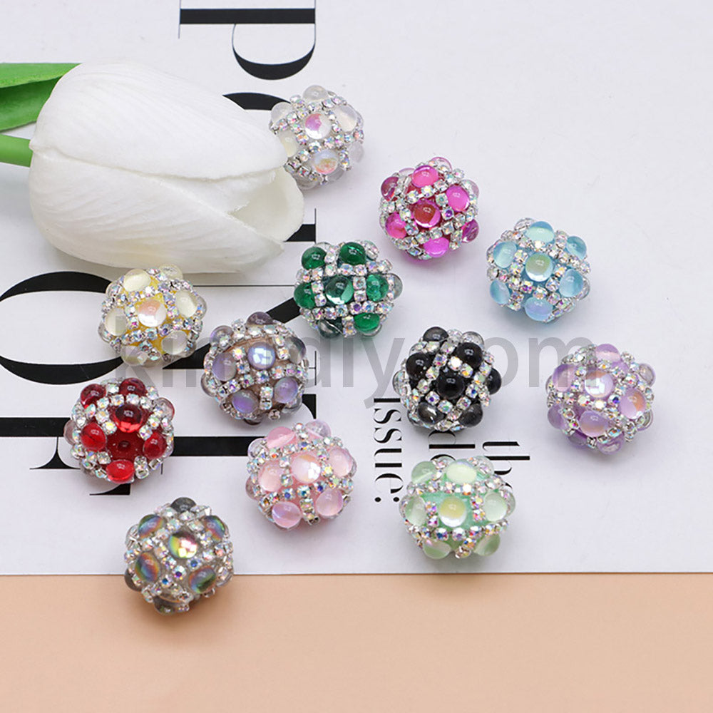 FS0366-16MM Mixed Color Pearl Full Diamond Mermaid Glass Beads Fit For Beadable Pens