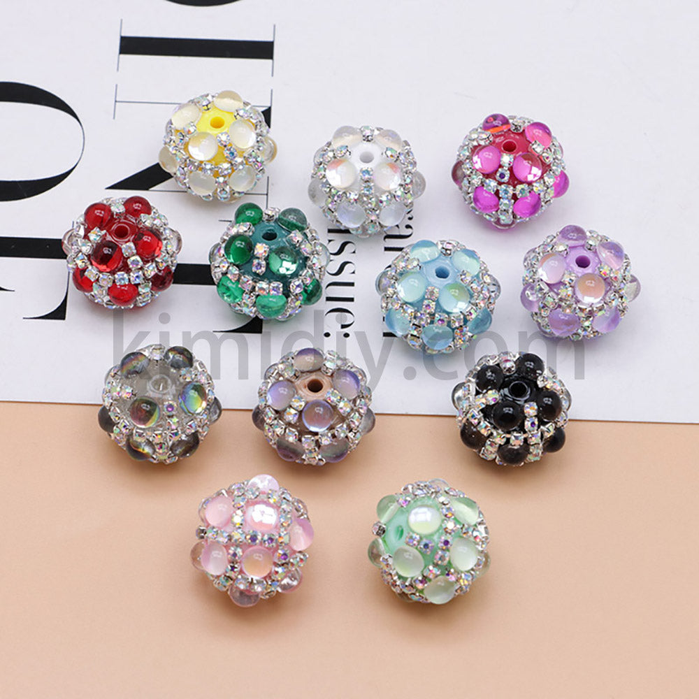 FS0366-16MM Mixed Color Pearl Full Diamond Mermaid Glass Beads Fit For Beadable Pens
