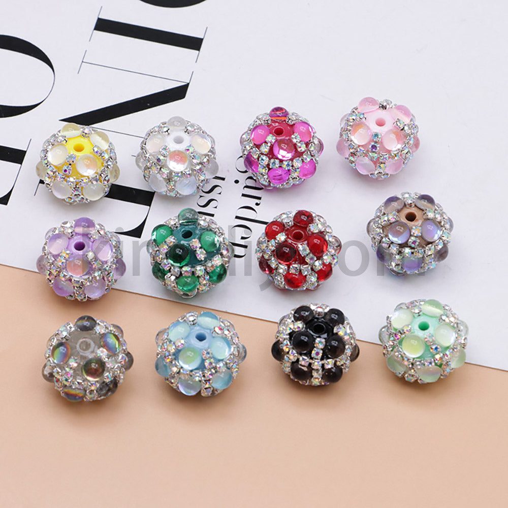 FS0366-16MM Mixed Color Pearl Full Diamond Mermaid Glass Beads Fit For Beadable Pens