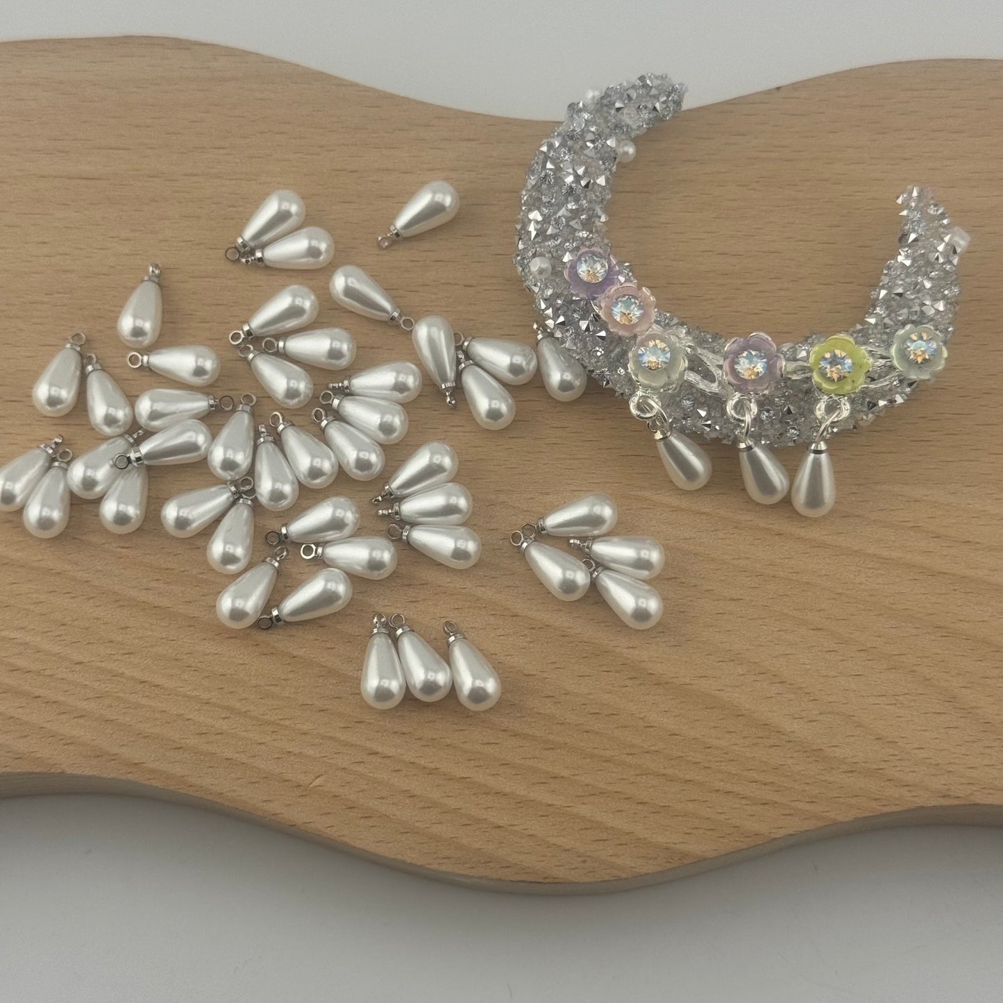 FS1404- 6*13mm Pearl Looking Waterdrop Shape Charms For Making Fancy Bead