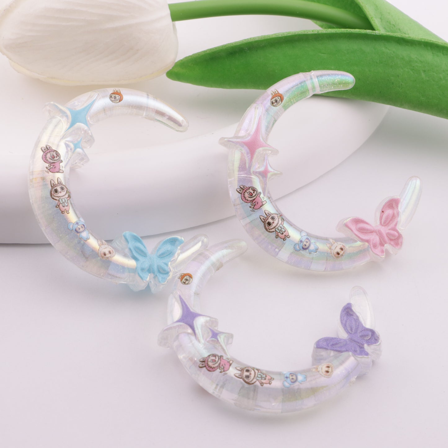 FS6268- Labubu Moon Acrylic Vertical Hole Beads