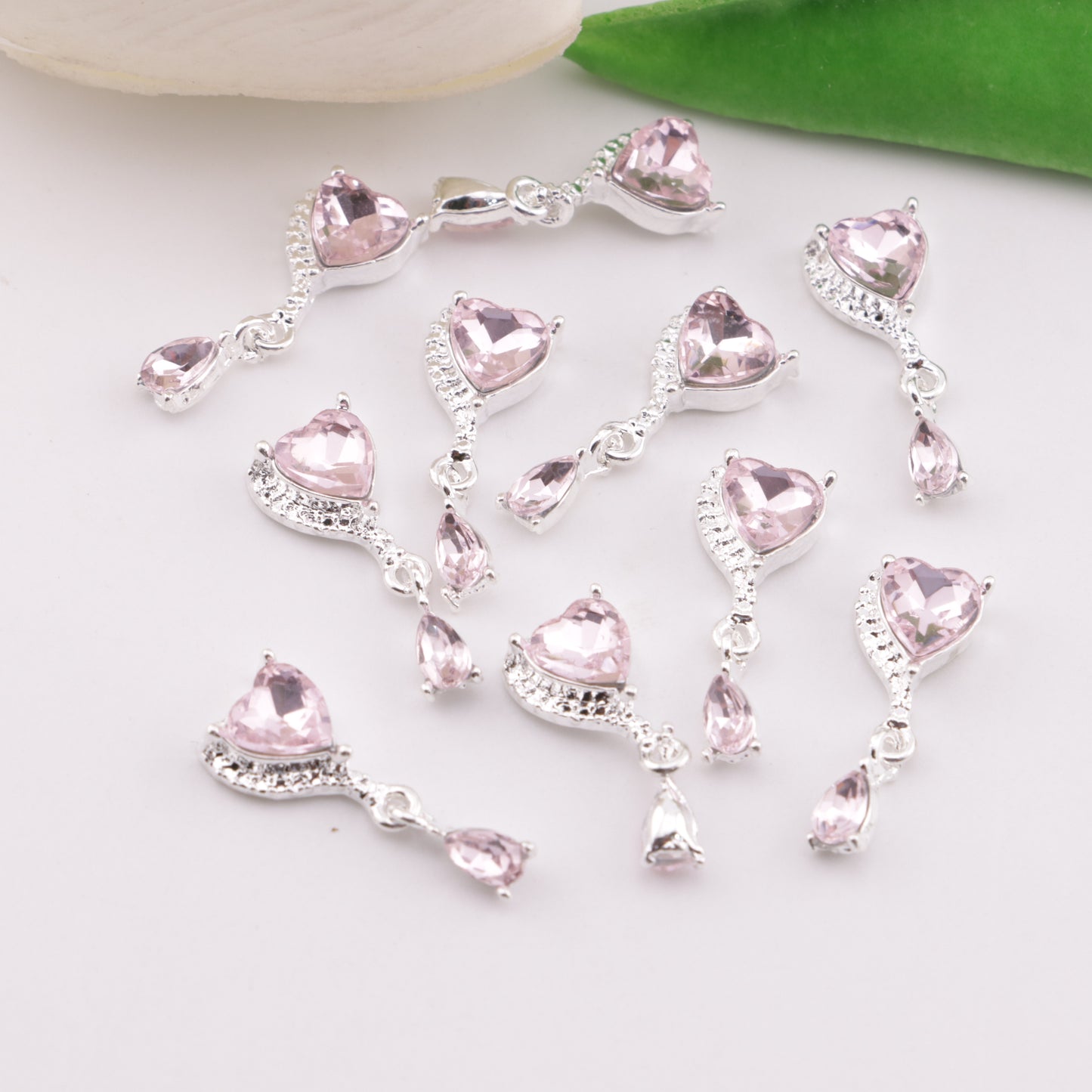FS6158- 21×8mm Heart Water Drop Nails Charm Heart - Shaped Water Drop Pendant Nail Stickers