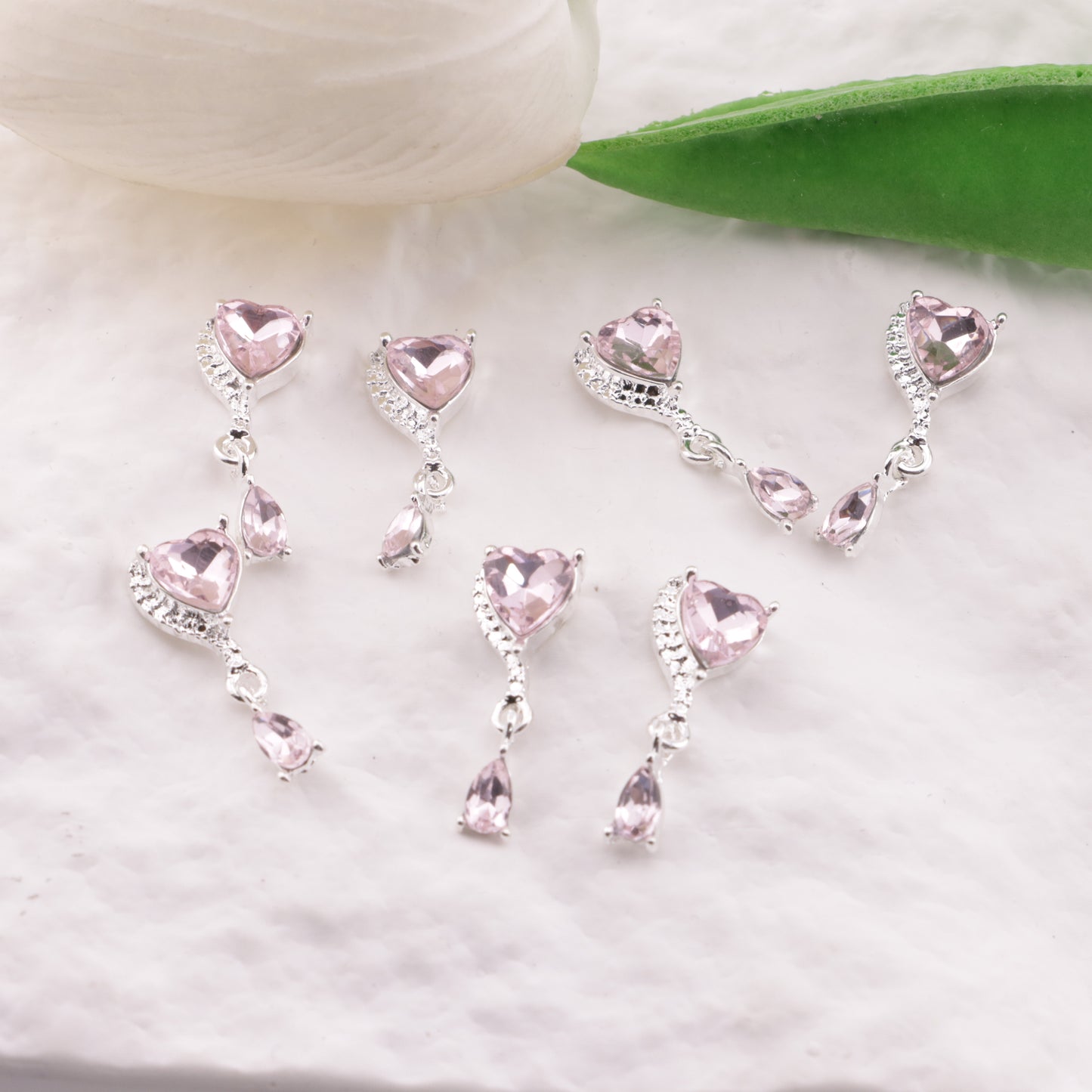 FS6158- 21×8mm Heart Water Drop Nails Charm Heart - Shaped Water Drop Pendant Nail Stickers