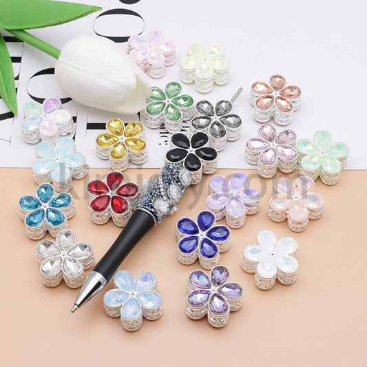 FS1642-25MM Mocha Diamond Flower Metal Beads Fit For Beadable Pen