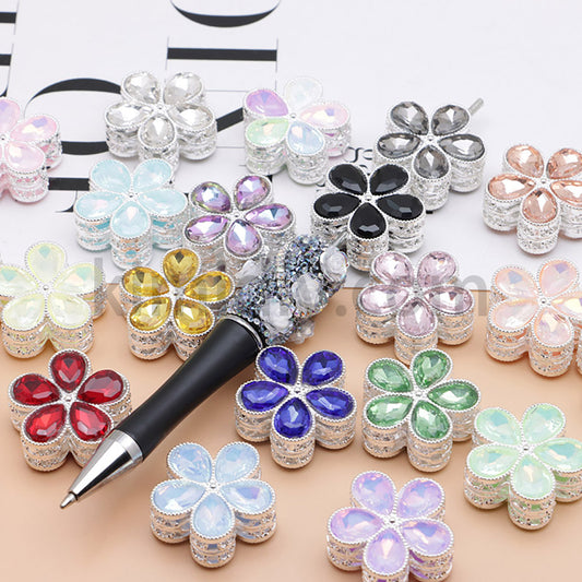 FS1642-25MM Mocha Diamond Flower Metal Beads Fit For Beadable Pen