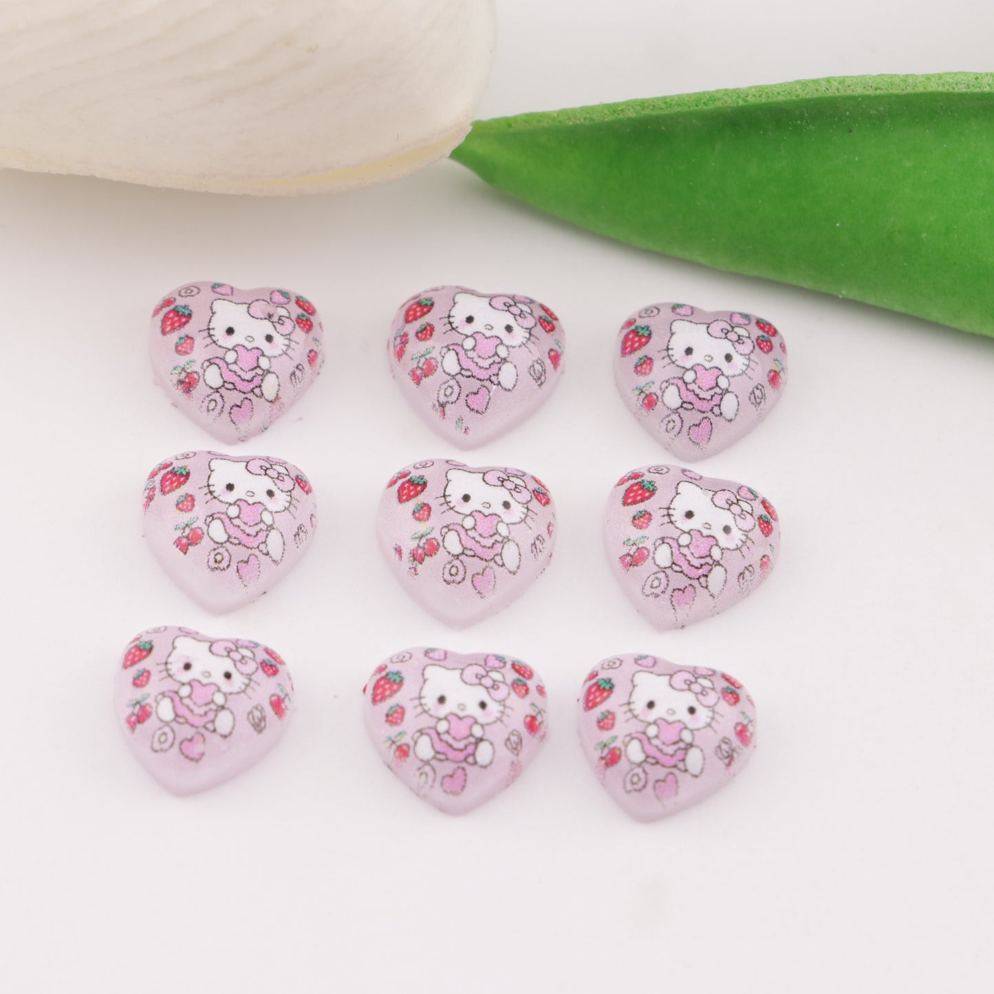 FS6285- 10mm Hk Heart Charms Heart-Shaped Kitty Patches