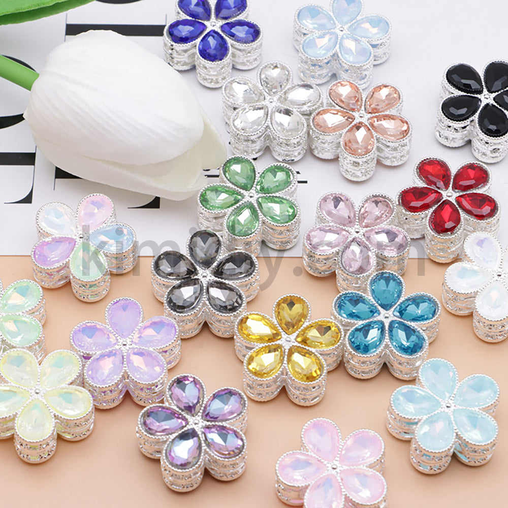 FS1642-25MM Mocha Diamond Flower Metal Beads Fit For Beadable Pen