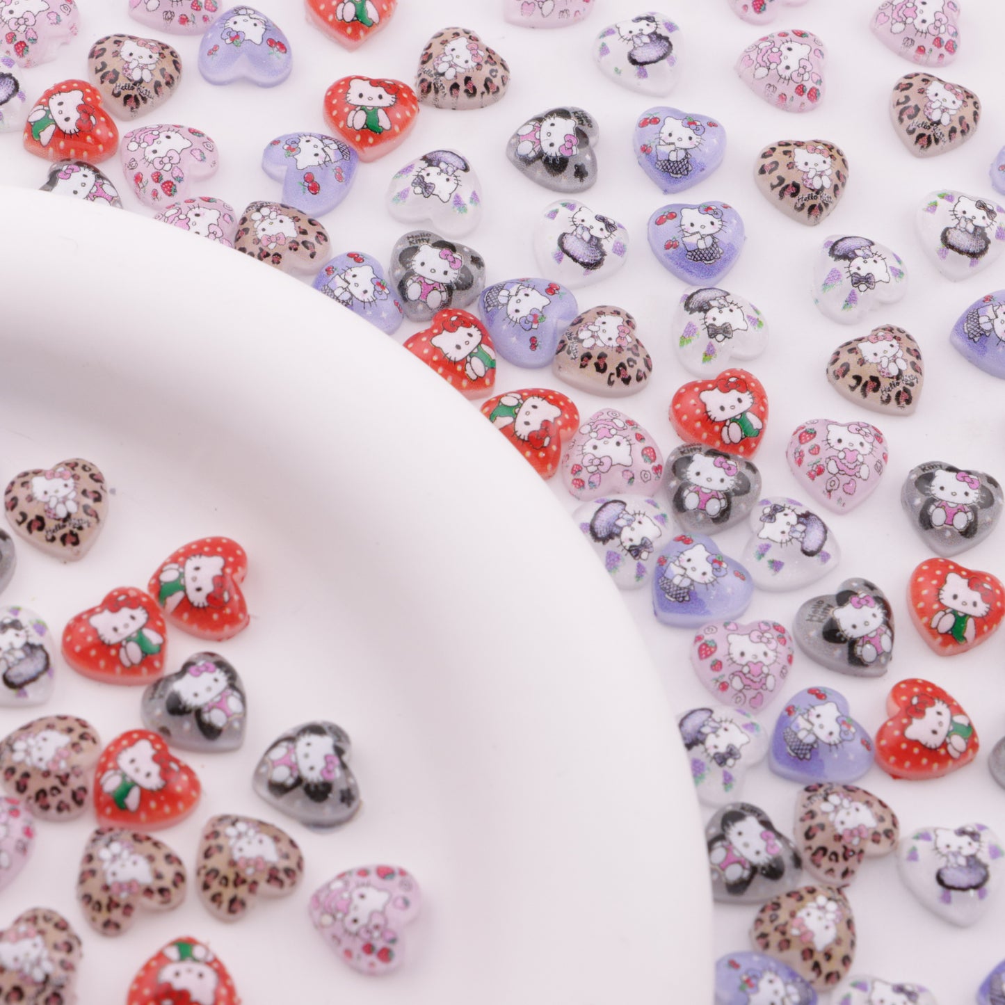 FS6285- 10mm Hk Heart Charms Heart-Shaped Kitty Patches