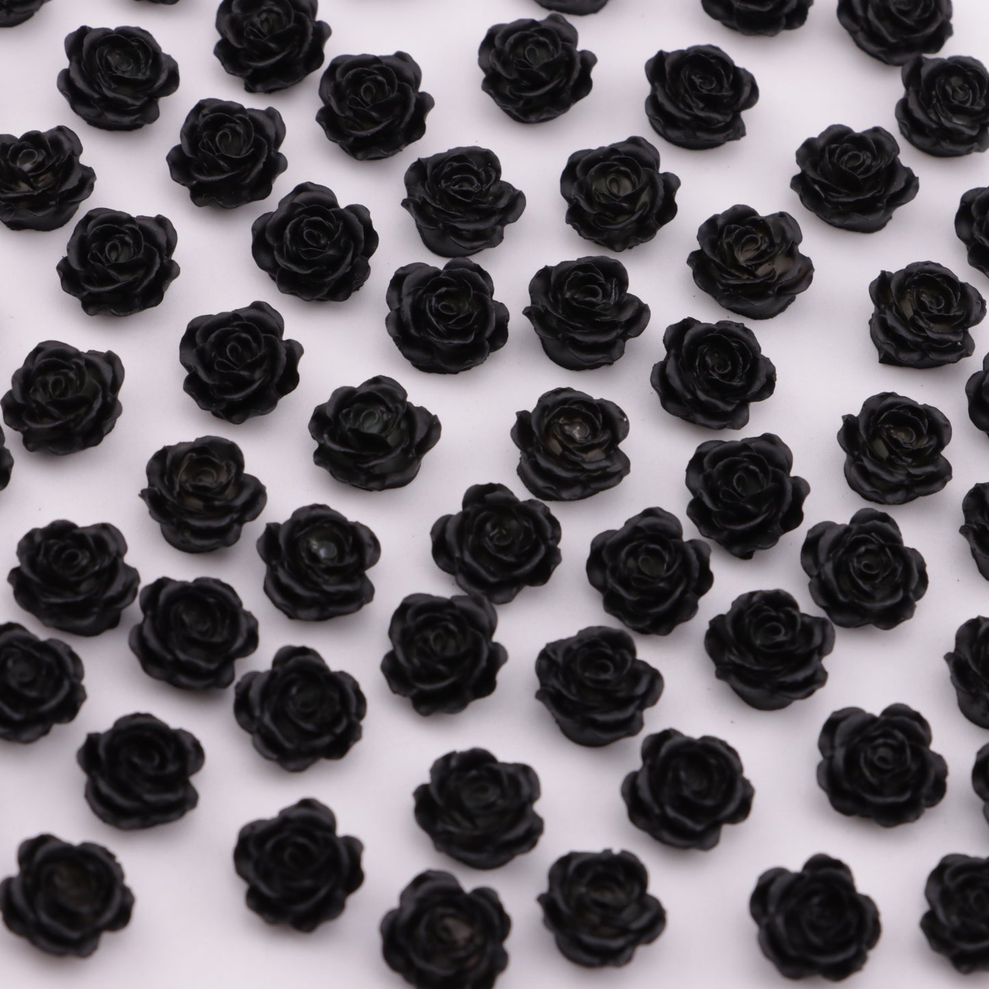 FS6288- 8mm Black Soft Flower Charms Pure Black Soft Flower Patches