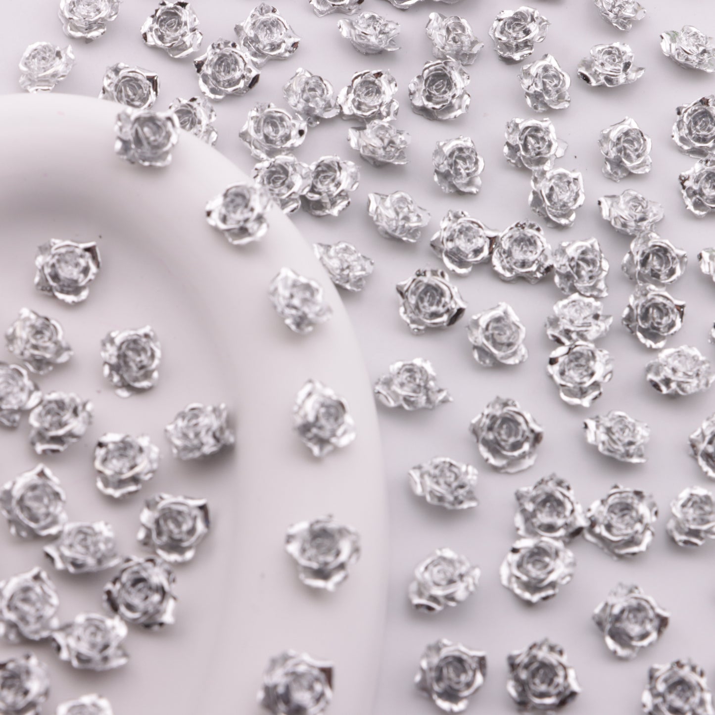 FS6289- About 10mm Silver Soft Flower Charms