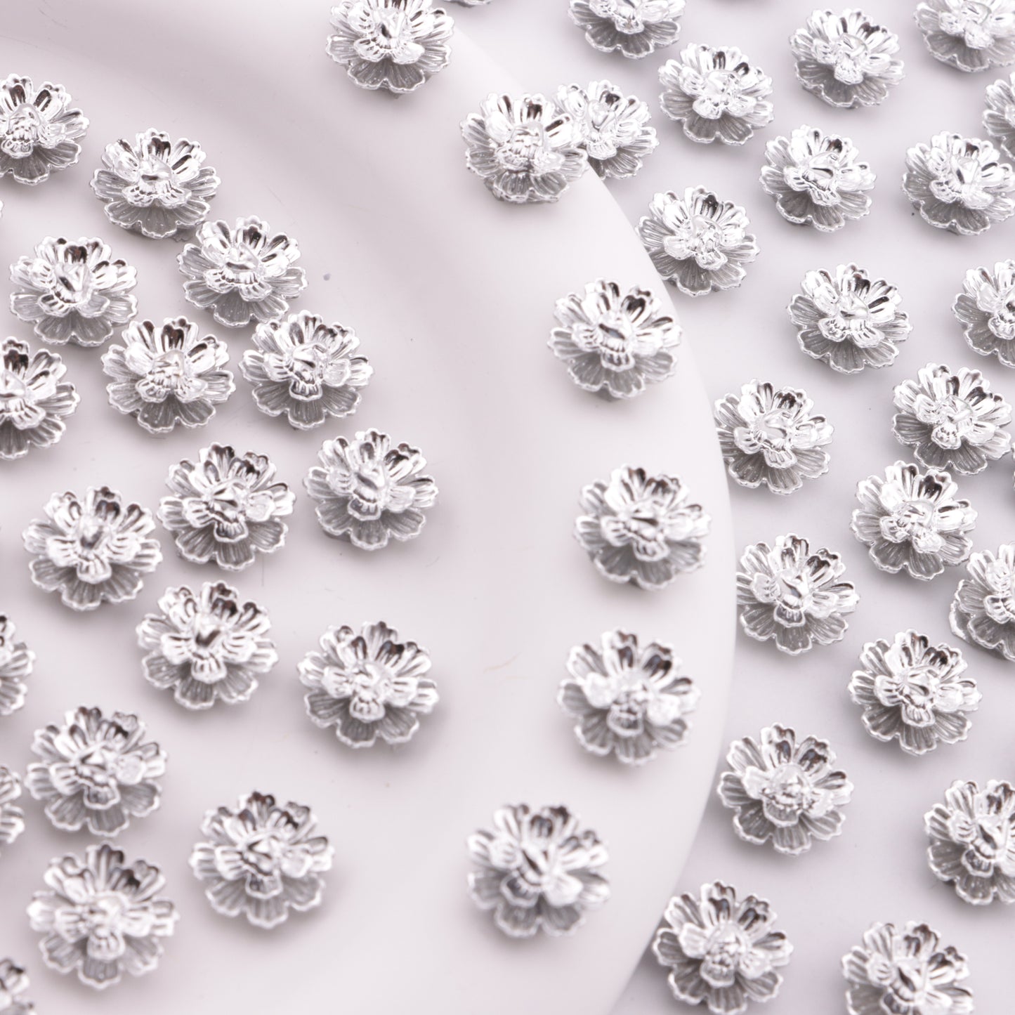 FS6290- About 13mm Silver Soft Flower Charms, Silver Soft Flower Patches
