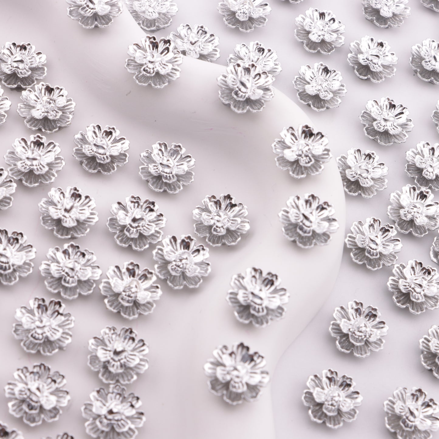 FS6290- About 13mm Silver Soft Flower Charms, Silver Soft Flower Patches