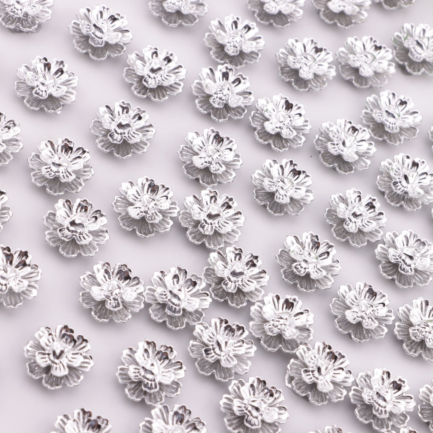 FS6290- About 13mm Silver Soft Flower Charms, Silver Soft Flower Patches