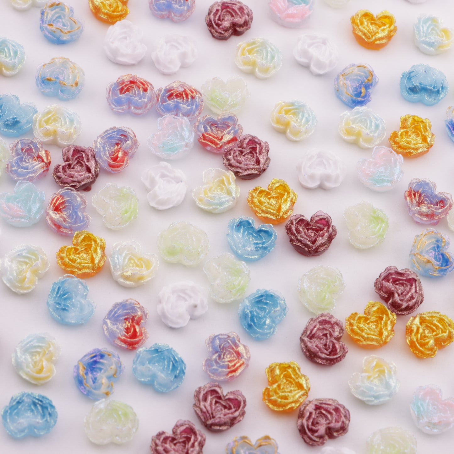 FS6300- About 9×10mm Luminous Heart Charms Glow-In-The-Dark Heart Embedded Flower Patches
