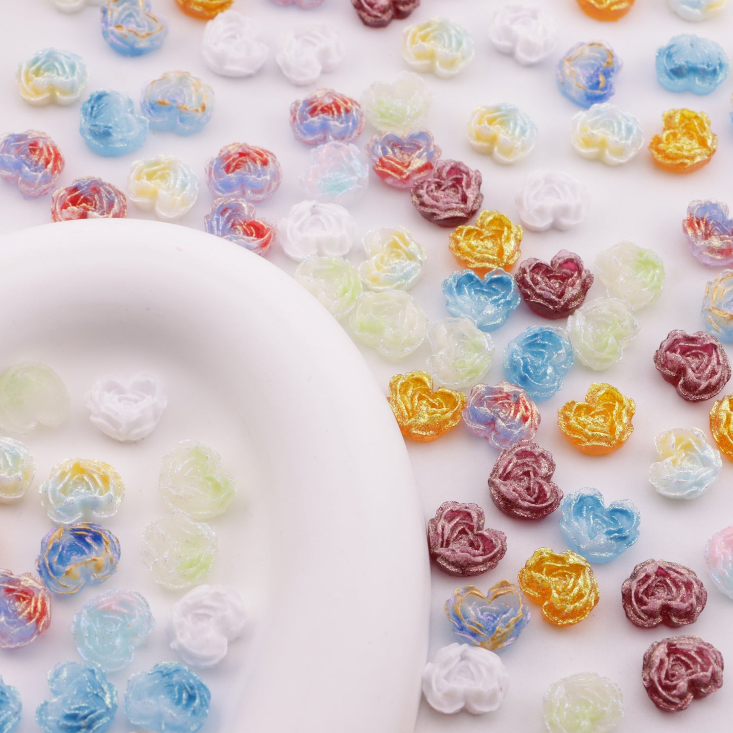 FS6300- About 9×10mm Luminous Heart Charms Glow-In-The-Dark Heart Embedded Flower Patches