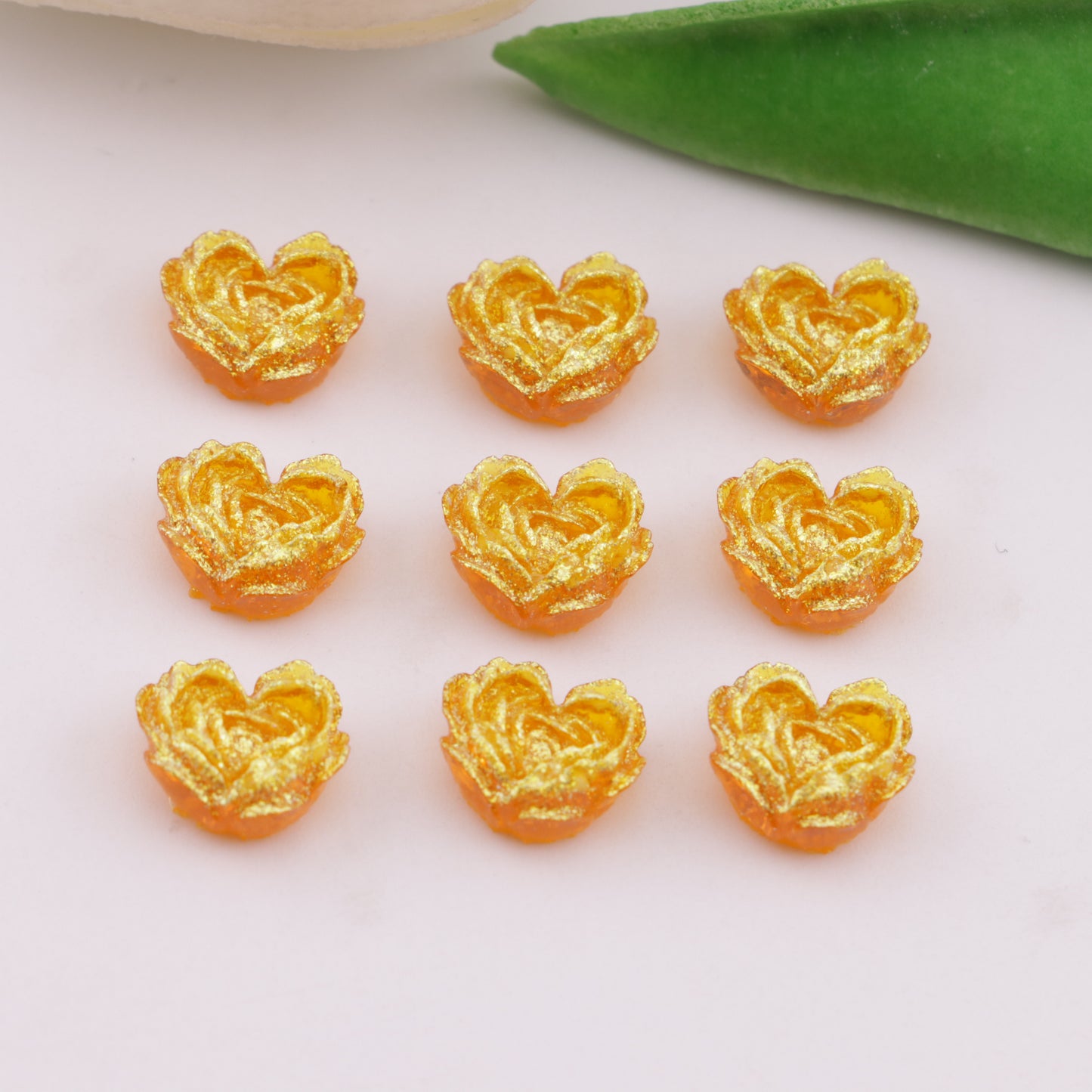 FS6300- About 9×10mm Luminous Heart Charms Glow-In-The-Dark Heart Embedded Flower Patches