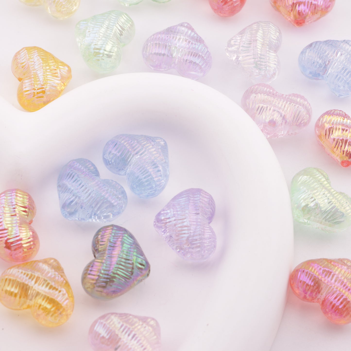 FS6339- 17mm UV Heart Beads With Wrinkled Surface
