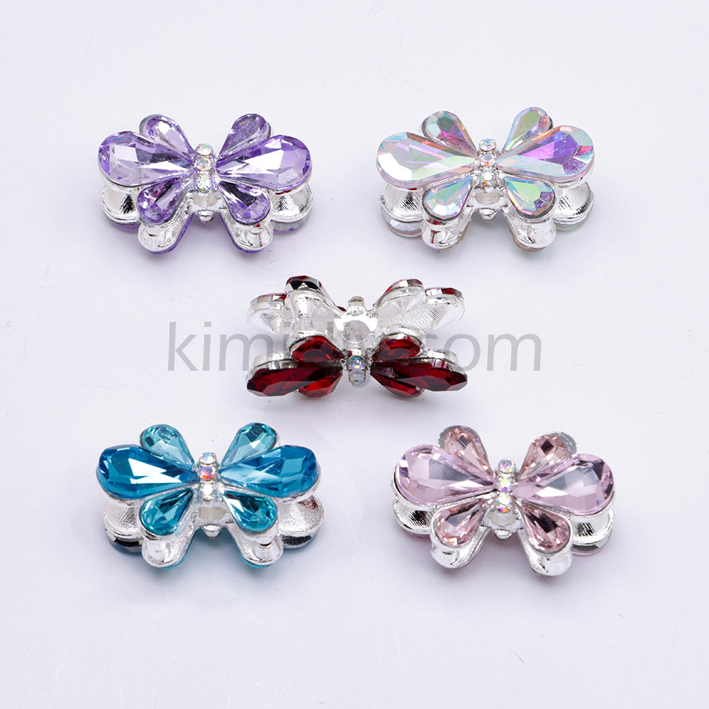 FS4855-5 Pieces Crystal Diamond Butterfly Metal Beads Fit For Beadable Pens