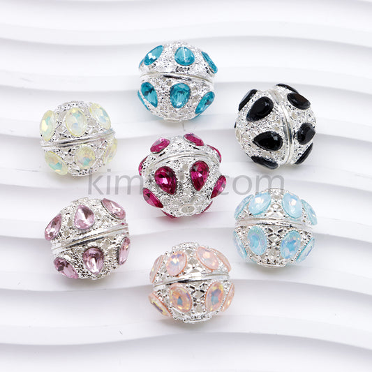 FS4856-5 Pieces Crystal Diamond Round Metal Beads Fit For Beadable Pens