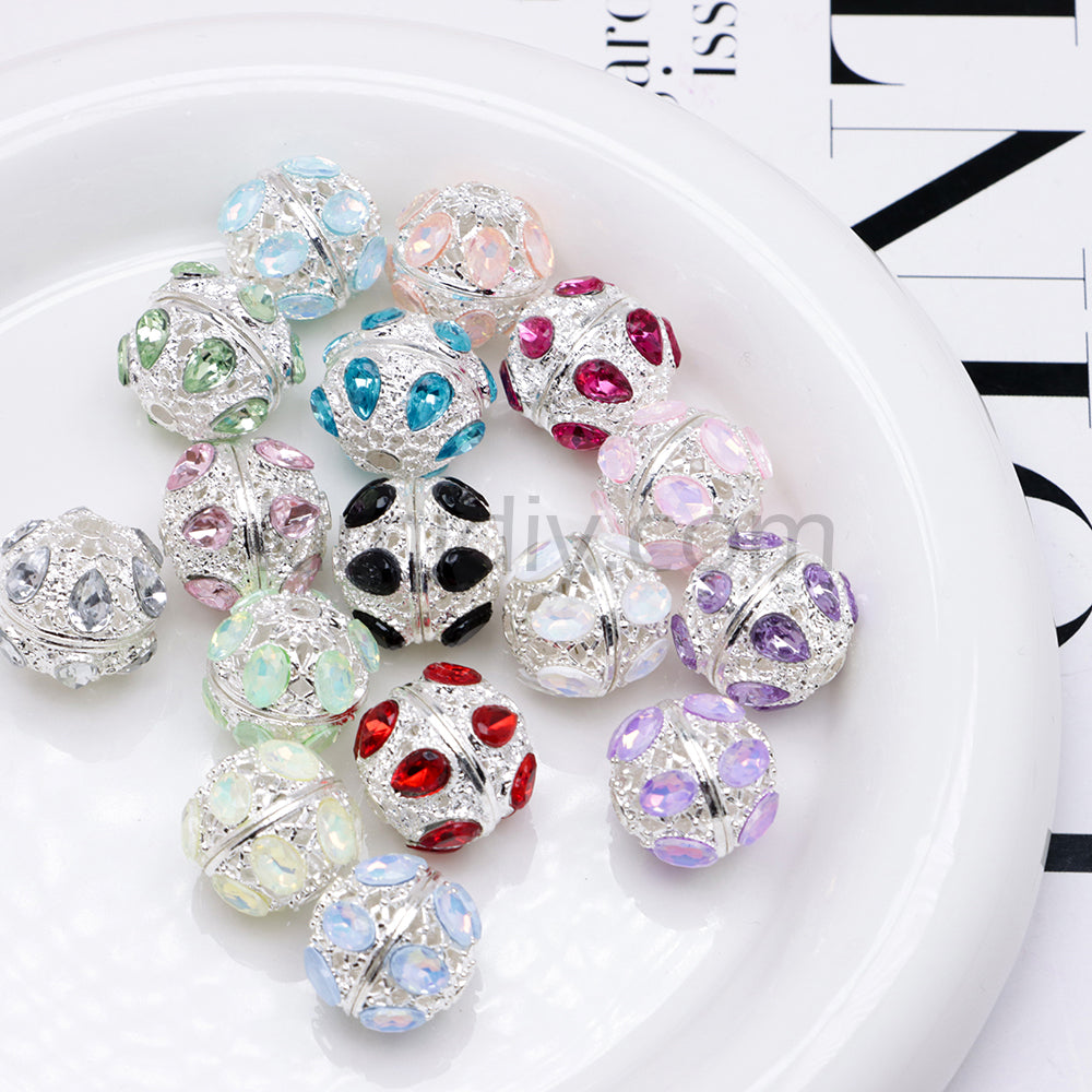 FS4856-5 Pieces Crystal Diamond Round Metal Beads Fit For Beadable Pens