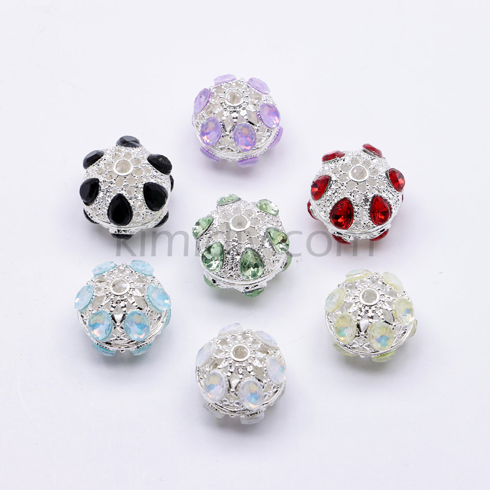 FS4856-5 Pieces Crystal Diamond Round Metal Beads Fit For Beadable Pens