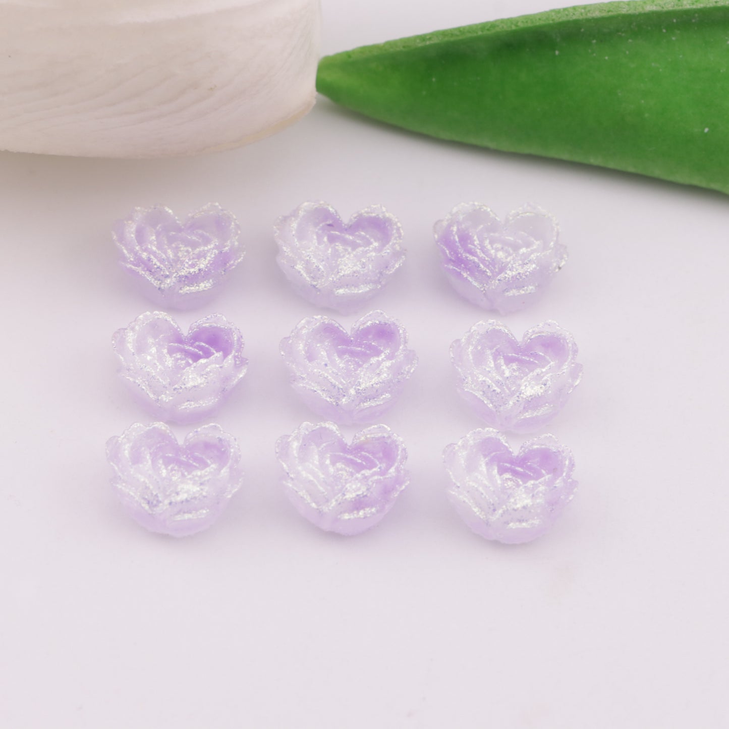 FS6352- About 9×10mm Light - Color Luminous Heart Soft Flower Charms